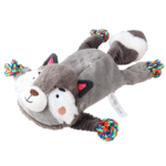 GiGwi Plush Friendz Raccoon with Rope and Squeaker