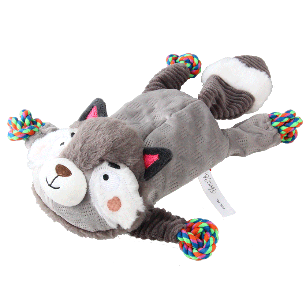 GiGwi-Plush-Friendz-Raccon-con-Soga-1 GiGwi Plush Friendz Raccoon with Rope and Squeaker - Imagen 1