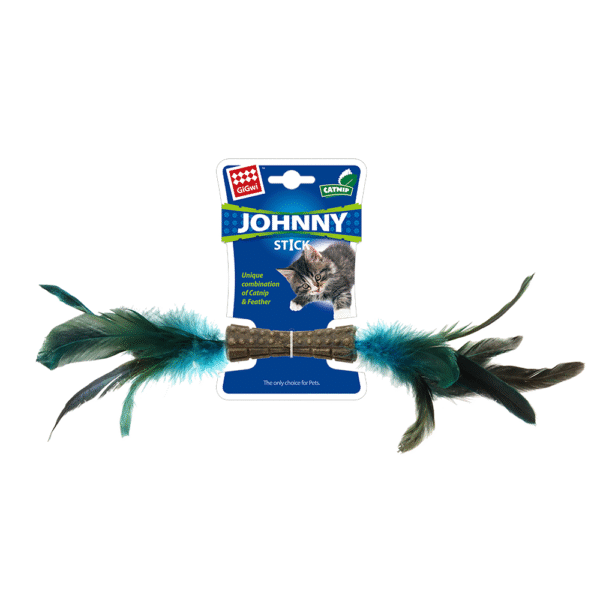 GiGwi Catnip Johnny Stick con Dos Lados de Pluma Natural