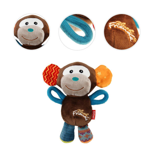 GiGwi Monkey 'Plush Friendz' with Squeaker