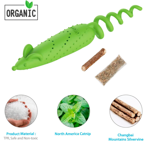 GiGwi Ratón Verde Roll-Tailed con Bolsa de Catnip