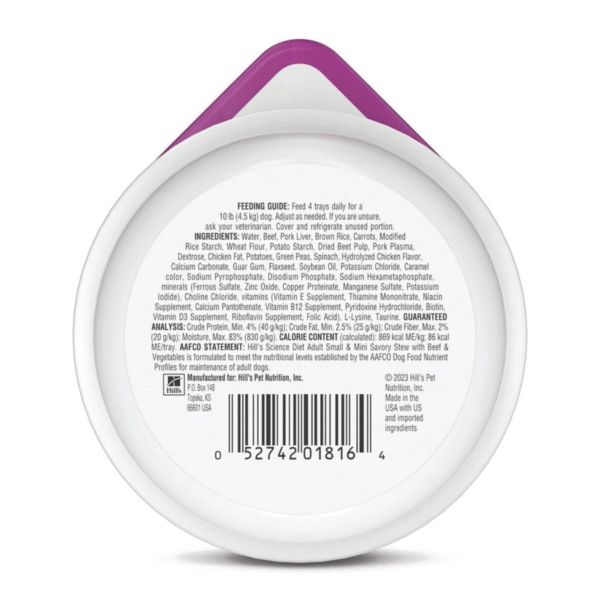 Hills Science Diet Canine Adult Small & Mini Beef & Vegetables (Estofado)