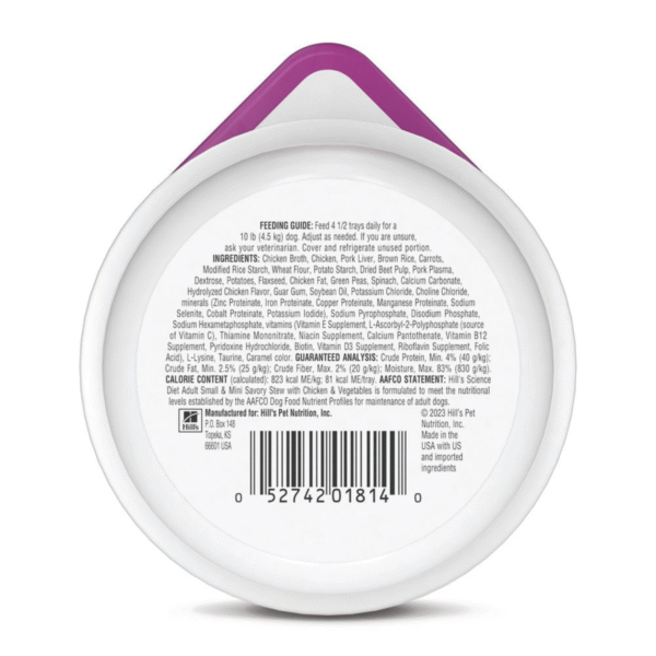 Hills Science Diet Canine Adult Small & Mini Chicken & Vegetables (Estofado)